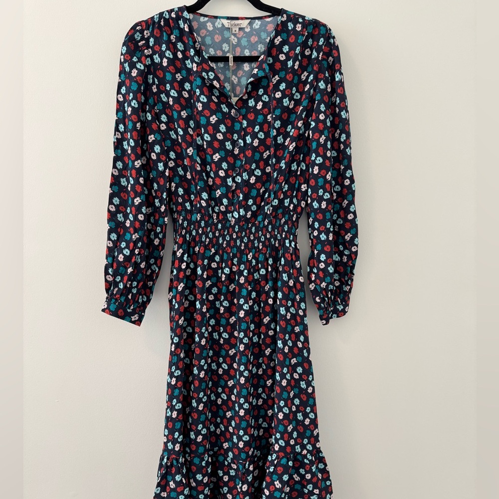Floral dress- NEW WITH TAGS- medium, 50% rayon, easy care, great quality